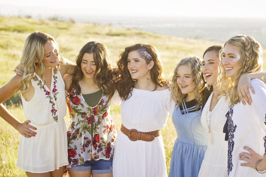 group of high school girls as friends