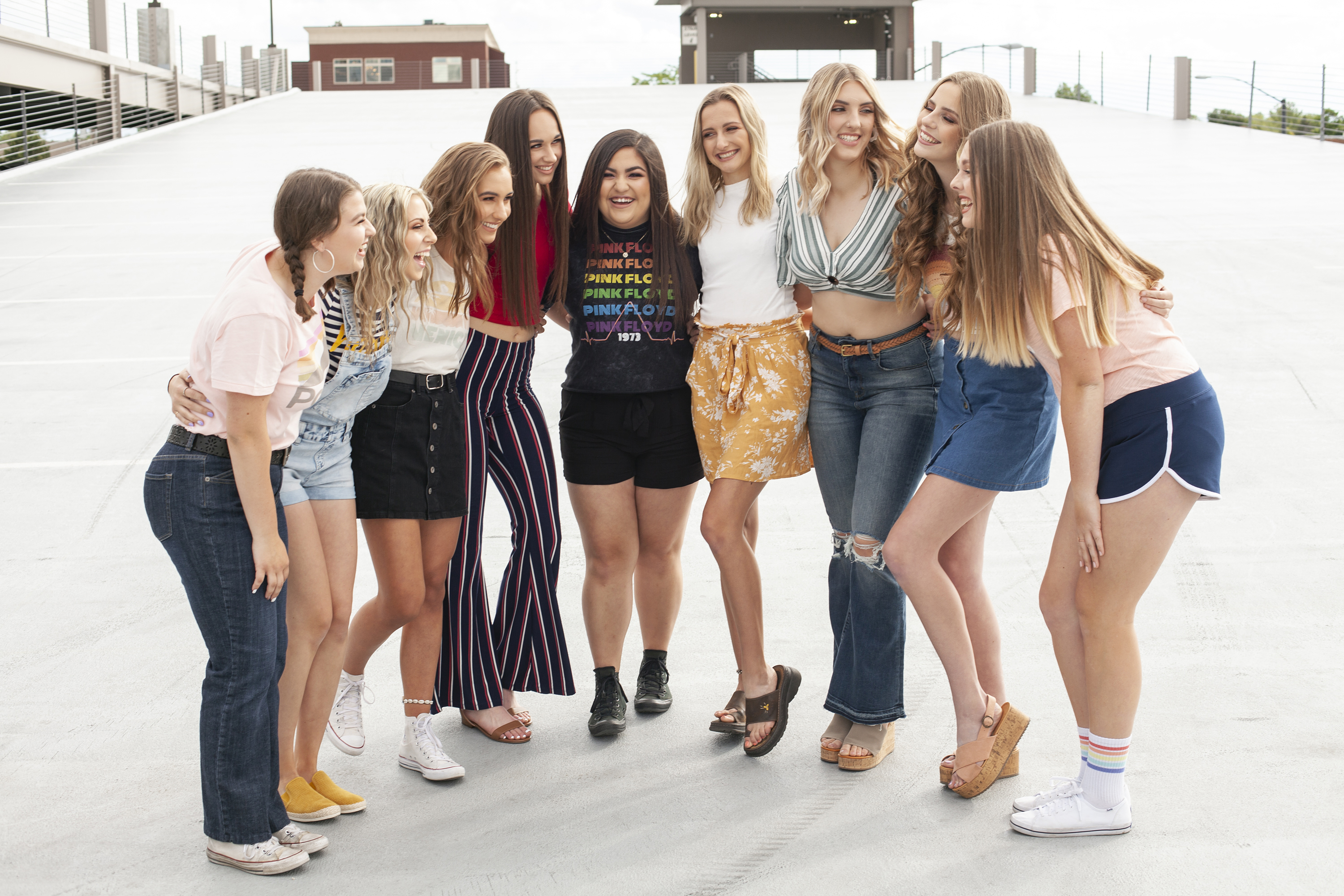 group of girls laughing